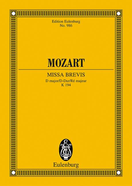 Mozart: Missa brevis D major KV 194 (Study Score) published by Eulenburg
